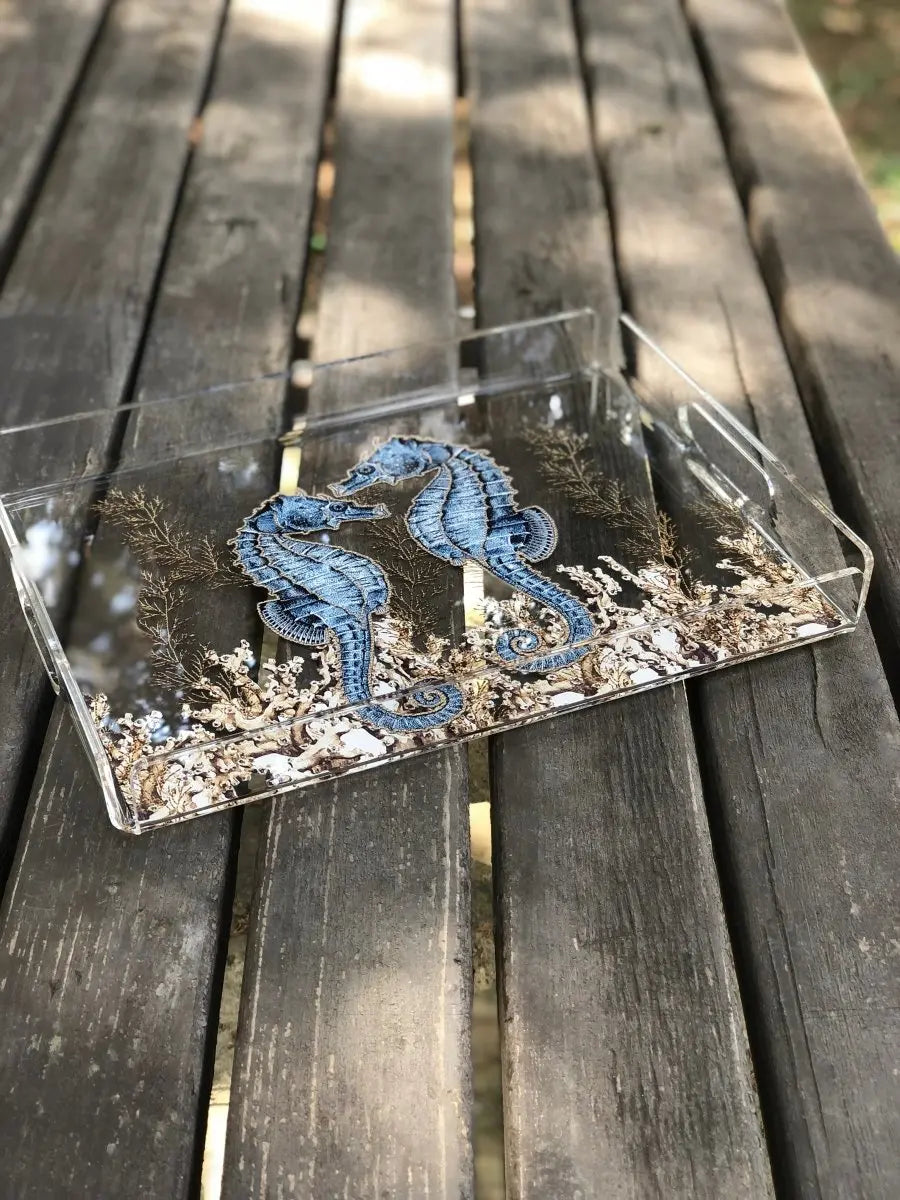 Marin Temalı Pleksi Tepsi -Deniz Atı- - QueenBeeIstanbul