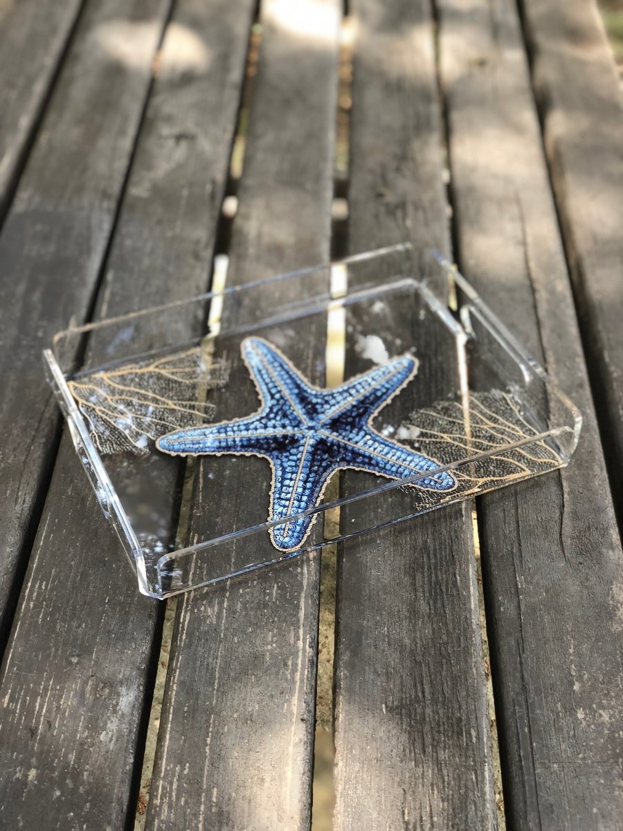 Marin Temalı Pleksi Tepsi -Deniz Yıldızı- - QueenBeeIstanbul