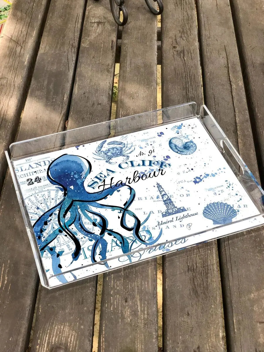 Marin Temalı Pleksi Tepsi -Sea Cliff- - QueenBeeIstanbul