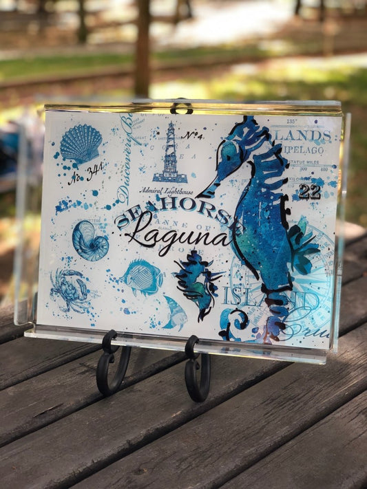 Marin Temalı Pleksi Tepsi -Sea Horse- - QueenBeeIstanbul