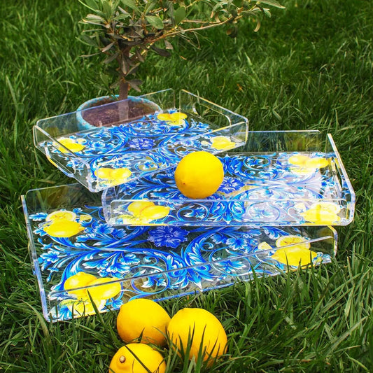 Milano Limon Desenli Pleksi Tepsi QueenBeeIstanbul