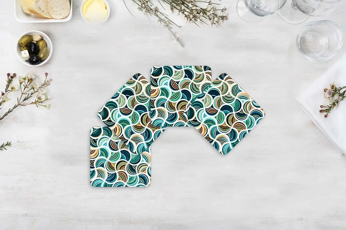 Mozaik Desenli Akrilik Amerikan Servis ve Bardak Altı Set (4 Parça) - QueenBeeIstanbul