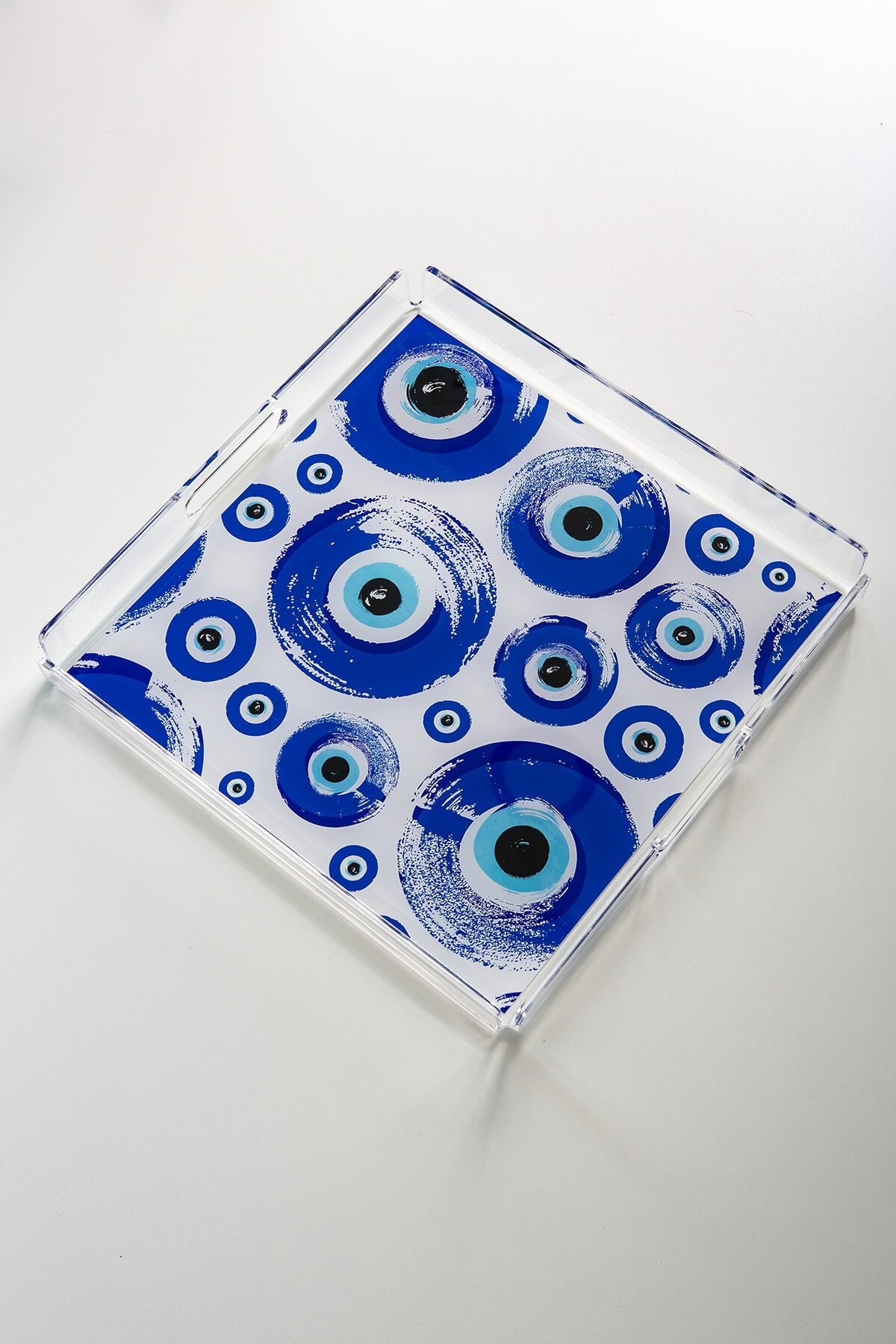 Nazar Boncuk Desenli Pleksi Tepsi