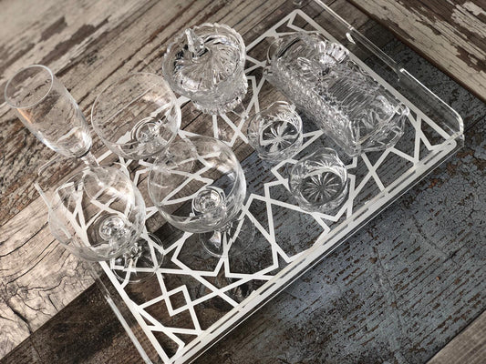 Ottoman Desenli Pleksi Tepsi