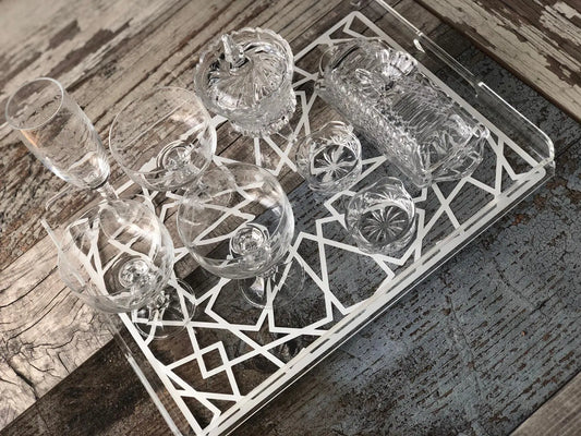 Ottoman Desenli Pleksi Tepsi QueenBeeIstanbul