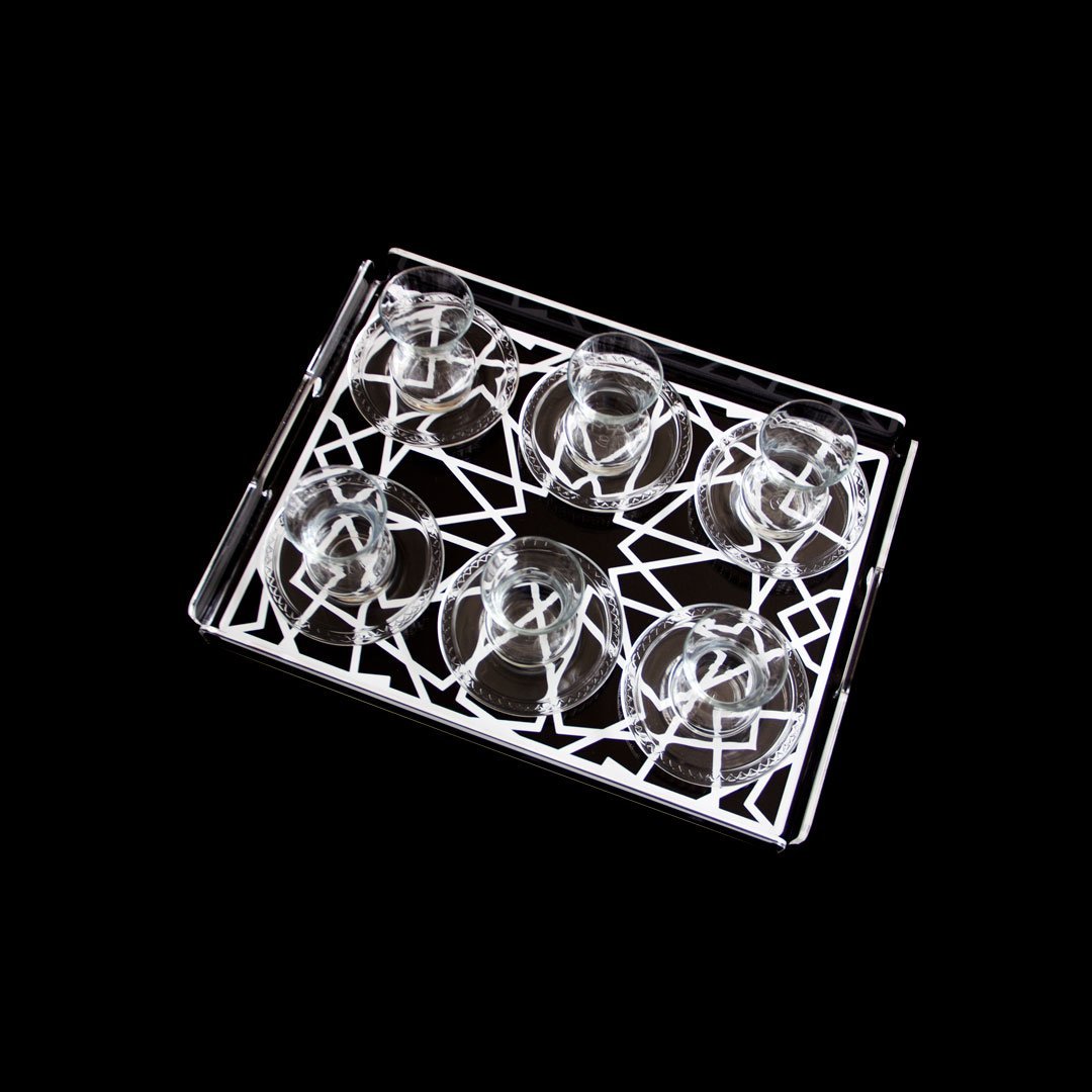 Ottoman Desenli Pleksi Tepsi