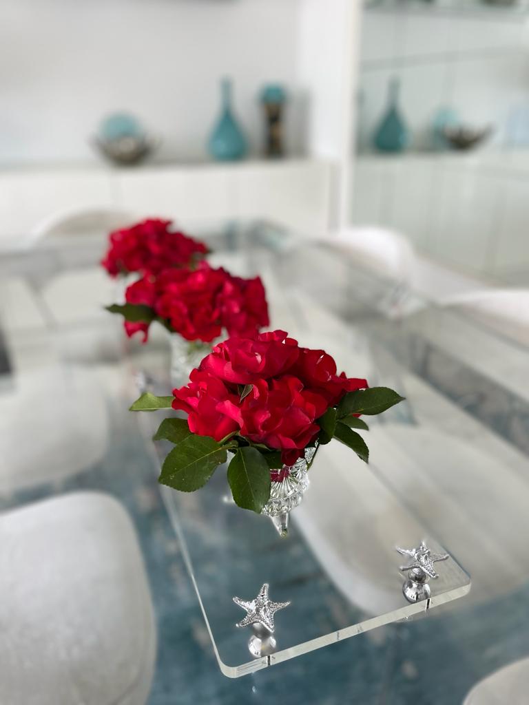 Pirinç Kulplu Pleksi Peynir Servisi Tabağı - Jardinyer- Küçük Boy - QueenBeeIstanbul