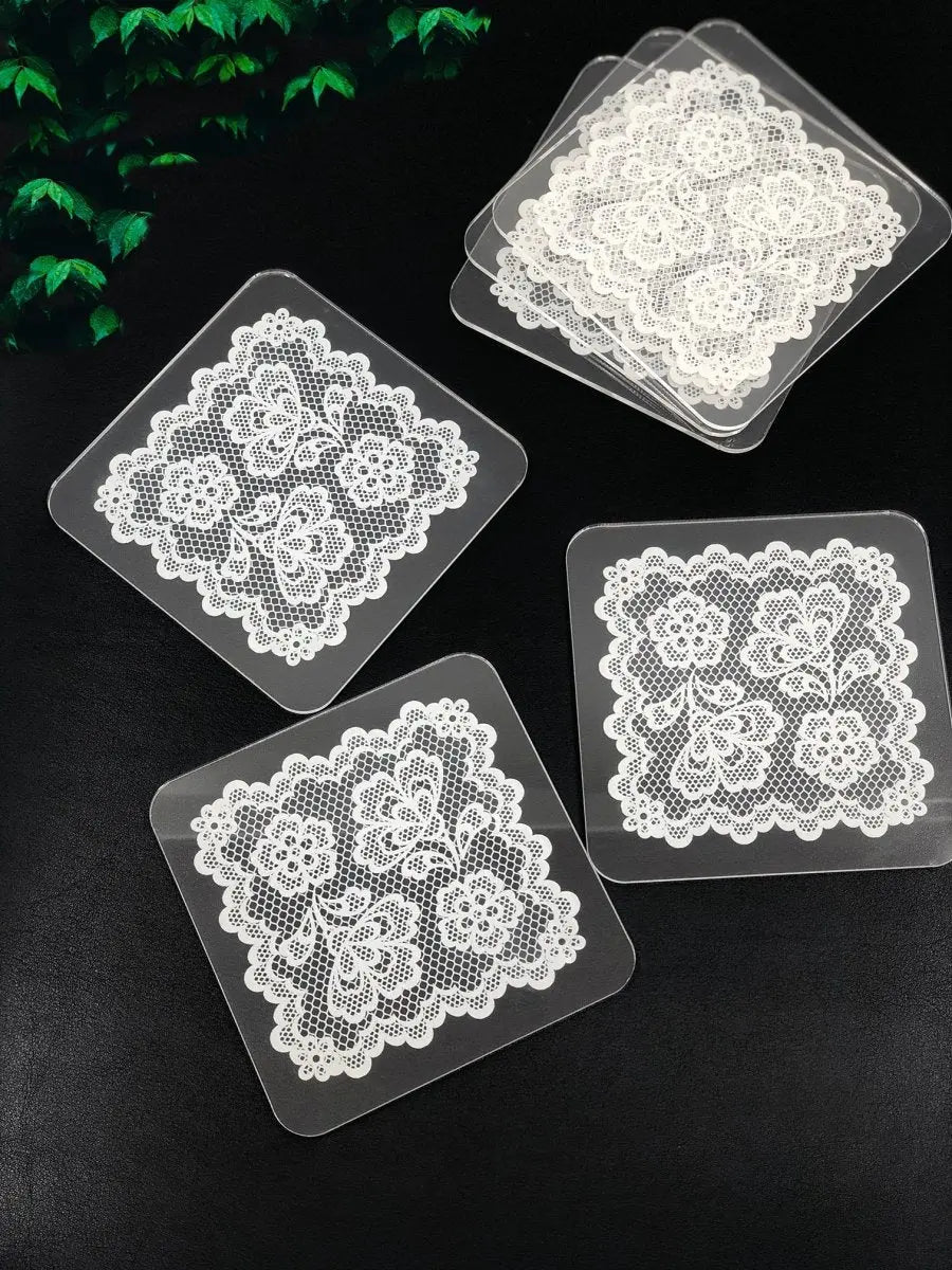 Pleksi Bardak Altlığı - Dantel Desenli- - QueenBeeIstanbul