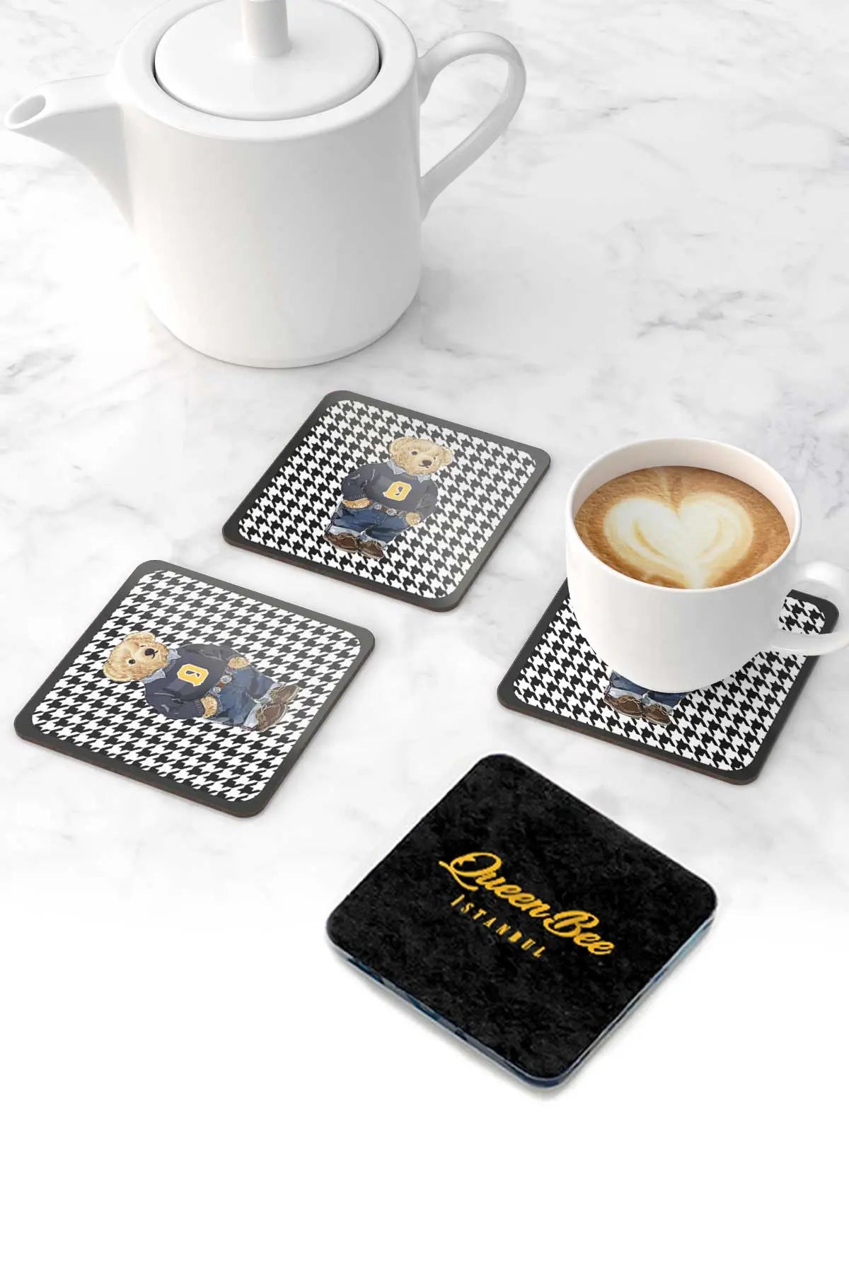 Pleksi Bardak Altlığı - Erkek Teddy- QueenBeeIstanbul