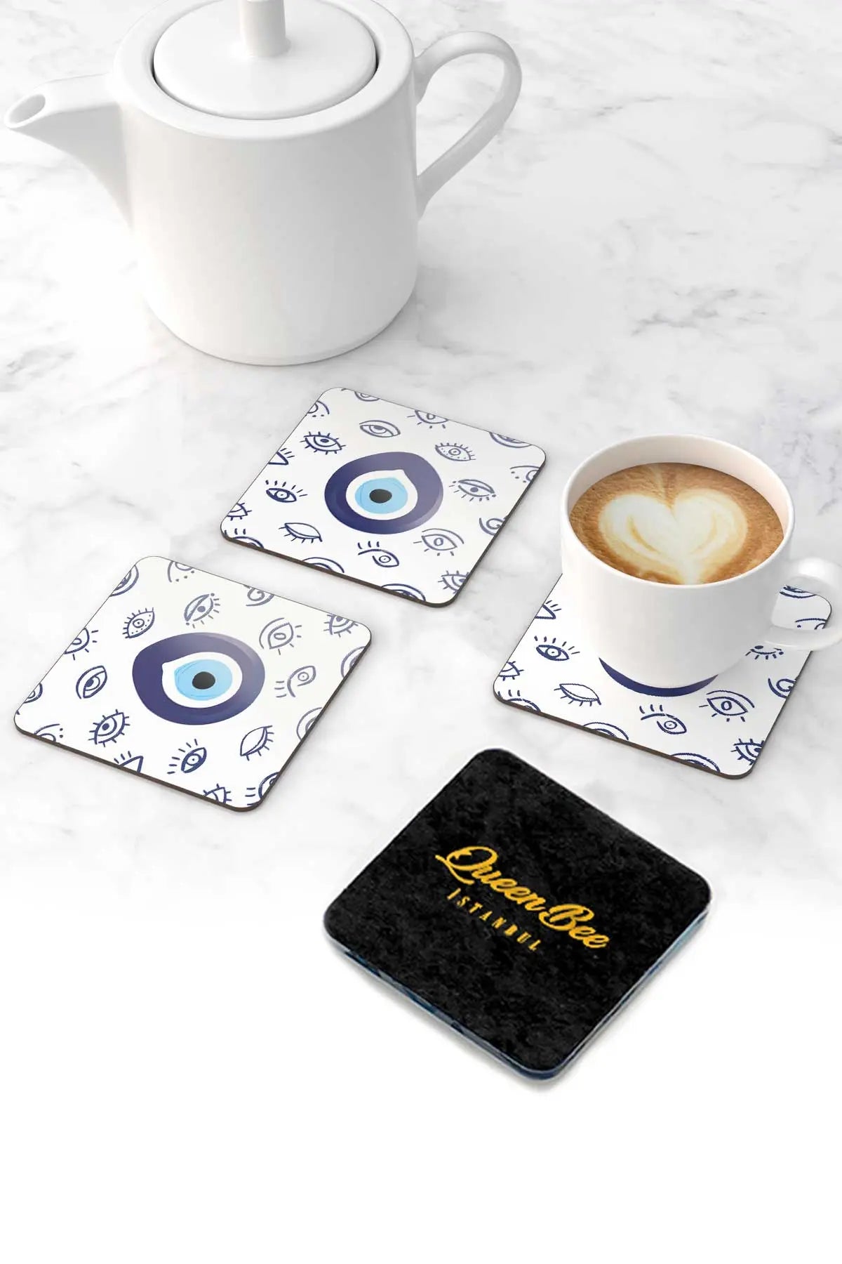 Pleksi Bardak Altlığı -Göz Nazar- - QueenBeeIstanbul