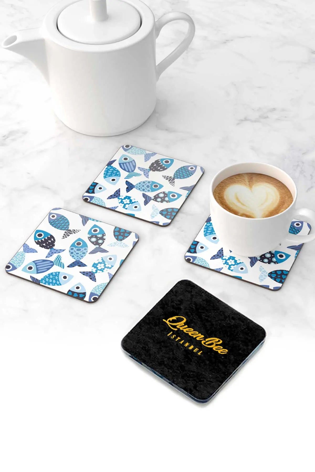 Pleksi Bardak Altlığı - Mini Fish- QueenBeeIstanbul