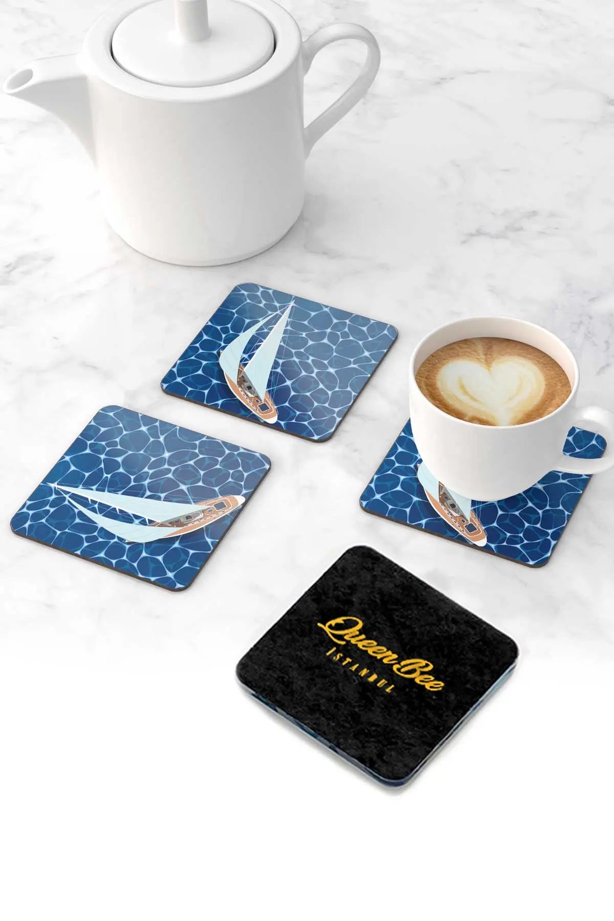 Pleksi Bardak Altlığı -Yelkenli- - QueenBeeIstanbul