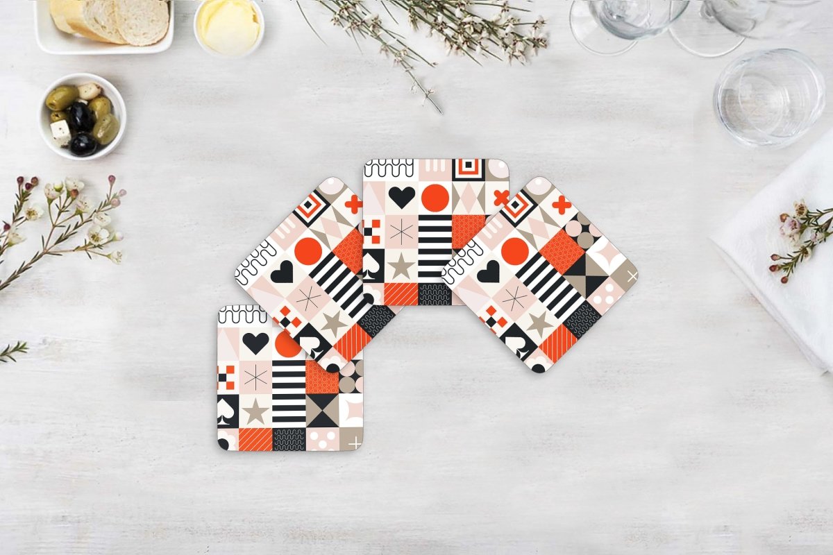 Retro Desenli Akrilik Amerikan Servis ve Bardak Altı Set (4 Parça) - QueenBeeIstanbul