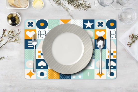 Retro Desenli Akrilik Amerikan Servis ve Bardak Altı Set (4 Parça) - QueenBeeIstanbul