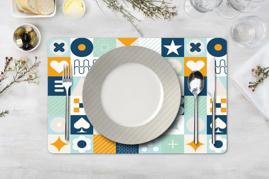 Retro Desenli Akrilik Amerikan Servis ve Bardak Altı Set (4 Parça) - QueenBeeIstanbul