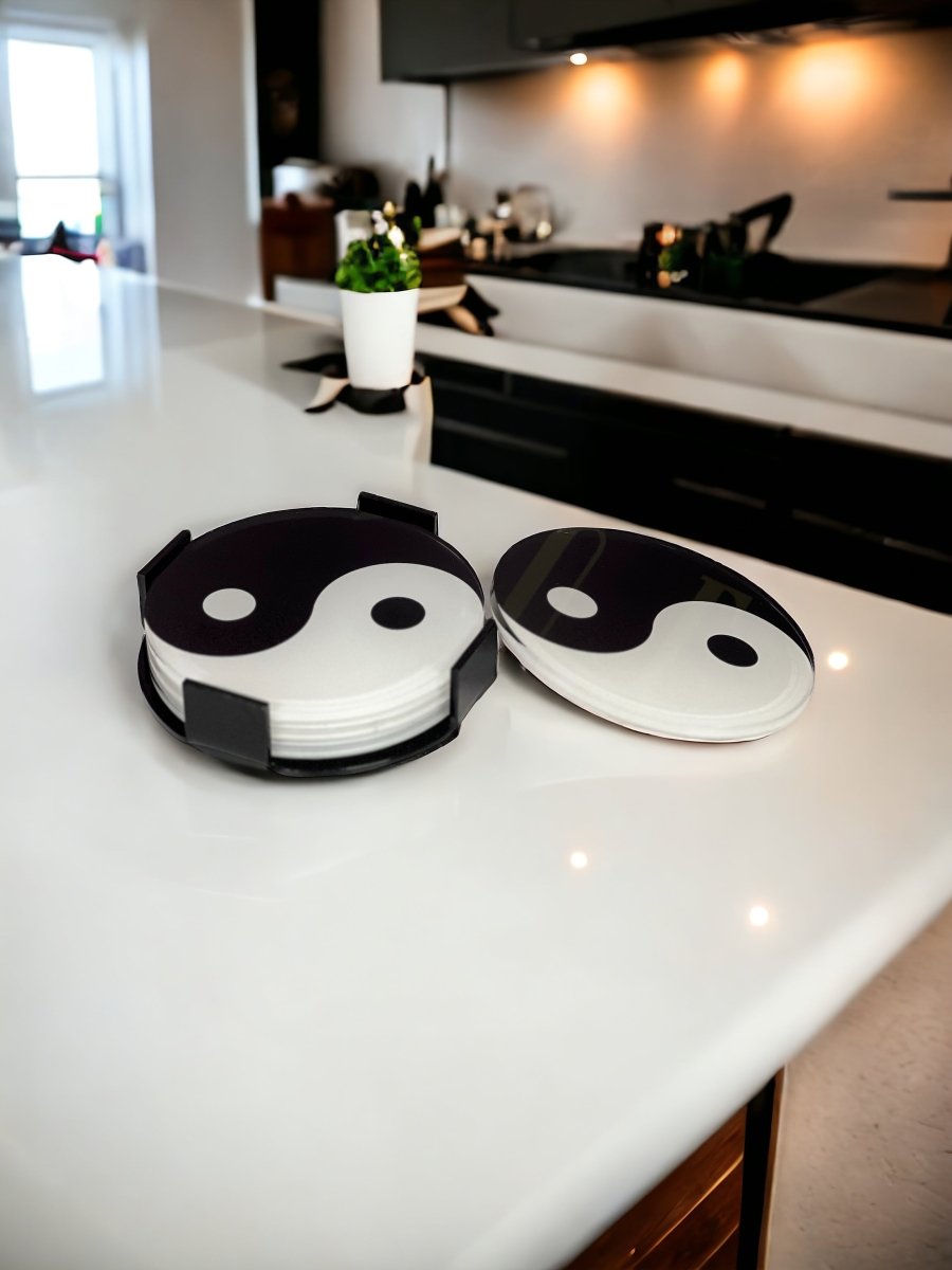 Ying Yang Model Bardak Altı Seti - 4'lü Set - QueenBeeIstanbul