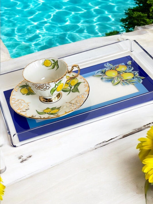 Blue Limon Tasarınlı Pleksi Tepsi 28x17cm - QueenBeeIstanbul