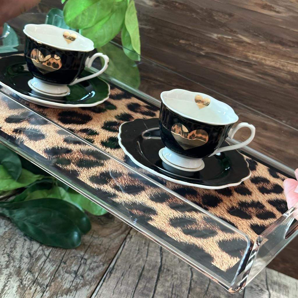 Leopar Desenli Pleksi Tepsi - QueenBeeIstanbul