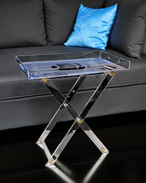 Marin Desenli Akrilik Pleksi Katlanır Ayaklı Portatif Sehpa - QueenBeeIstanbul