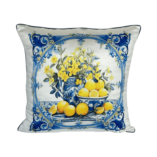 Mediterranean Lemon – Capri Vase Kırlent Kılıfı - QueenBeeIstanbul