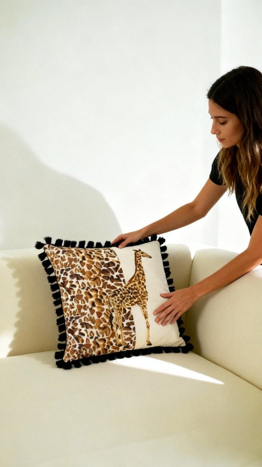 Safari Spirit – Giraffe Glance Kırlent Kılıfı - QueenBeeIstanbul