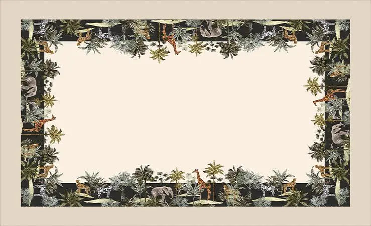 Safari Sprit Masa Örtüsü – 225x145 cm | Egzotik Tropikal Hayvan Desenli Sofra Örtüsü | Queen Bee Istanbul - QueenBeeIstanbul