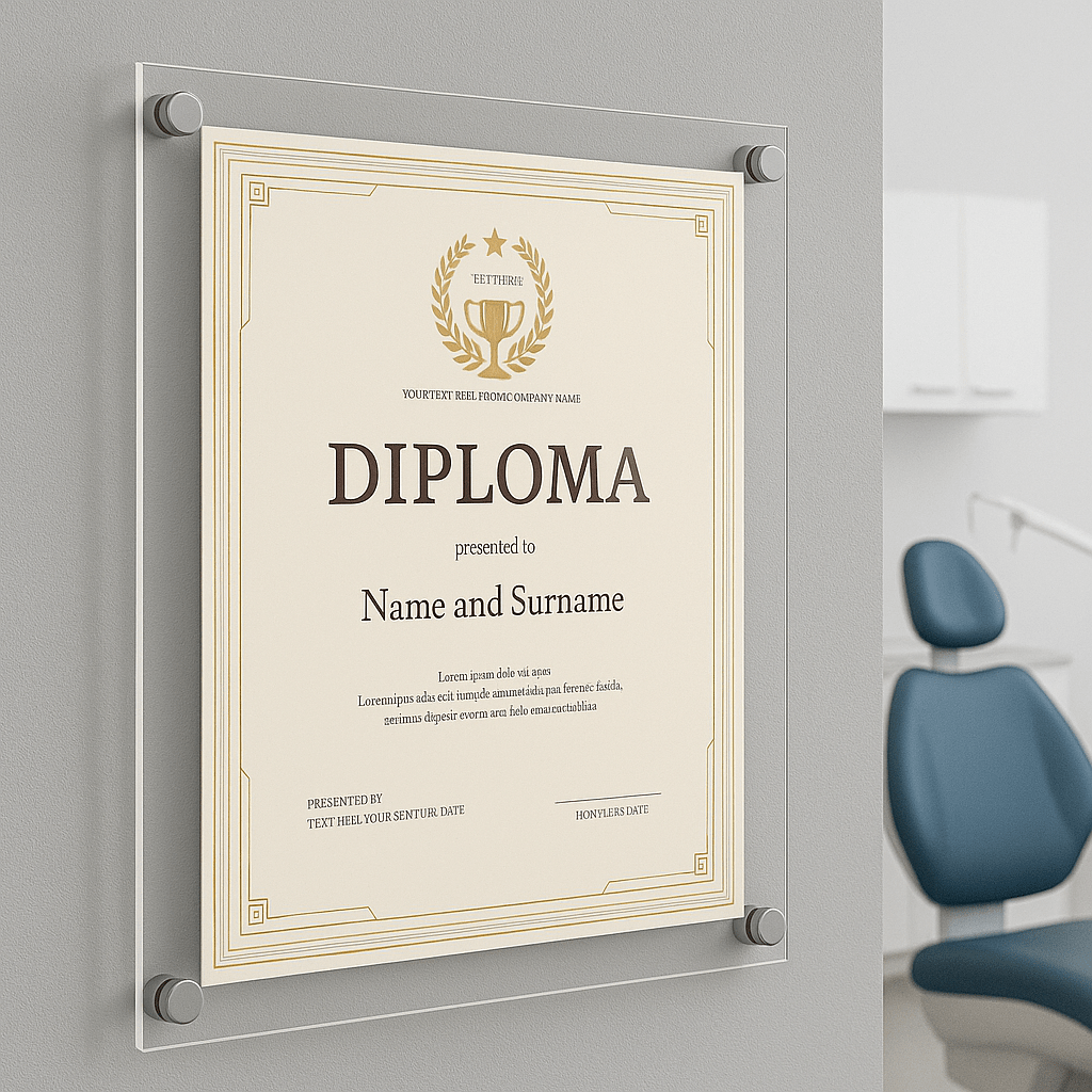 Şeffaf Pleksi Diploma Sertifika Çerçevesi | Duvar Tipi Vidalı Montaj | 25x34 cm - QueenBeeIstanbul