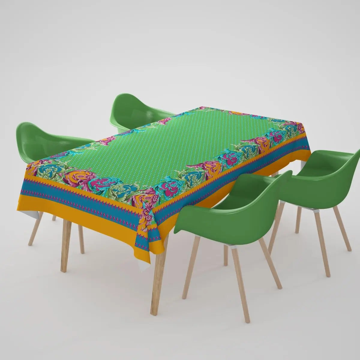 Viva Casa Masa Örtüsü – 225x145 cm | Keten Dokulu, Dertsiz ve Leke Tutmayan Canlı Desenli Sofra Örtüsü | Queen Bee Istanbul - QueenBeeIstanbul