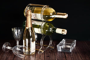 3'lü Akrilik Şeffaf Şaraplık ve Şişe Düzenleme Rafı - QueenBeeIstanbul