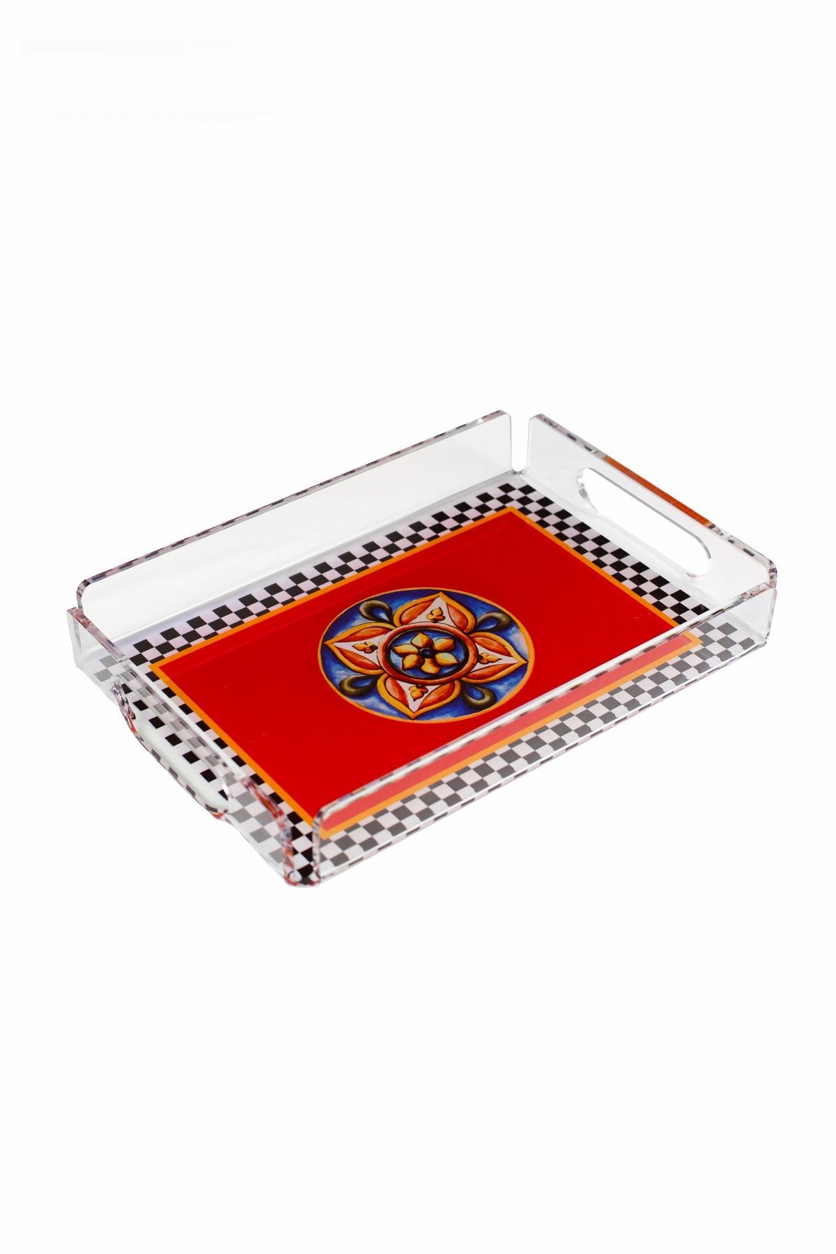Ember Black and White Checkered Plexi Tray