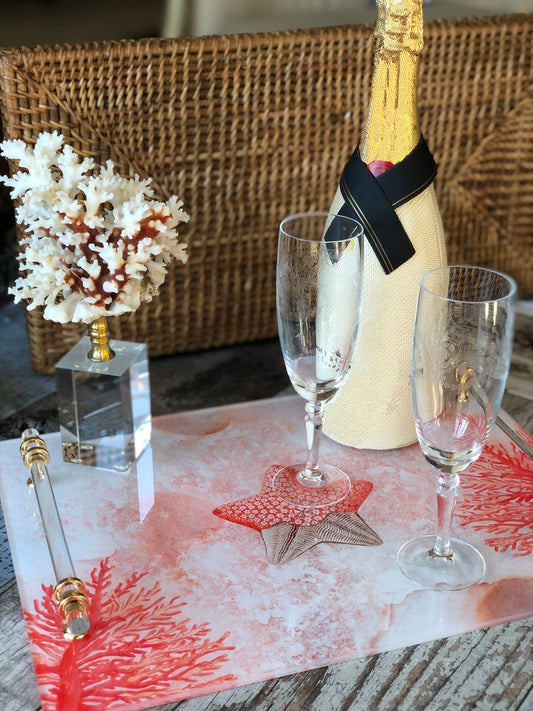 Handled Bar Type Plexi Presentation Tray -Sea Star-