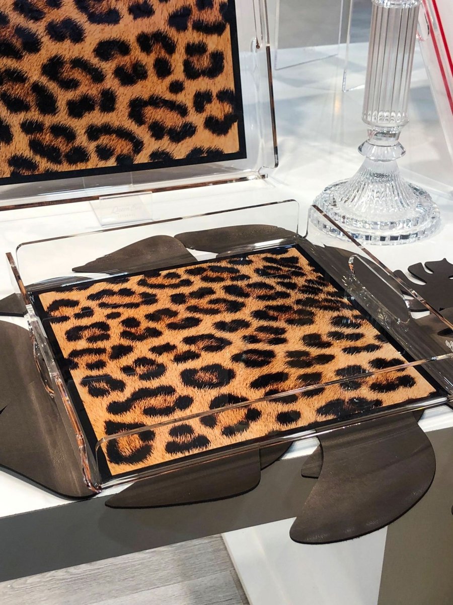 Leopar Desenli Pleksi Tepsi - QueenBeeIstanbul
