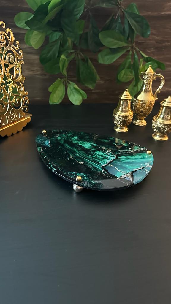 Malachite Sunum Tepsi ve Standı - QueenBeeIstanbul