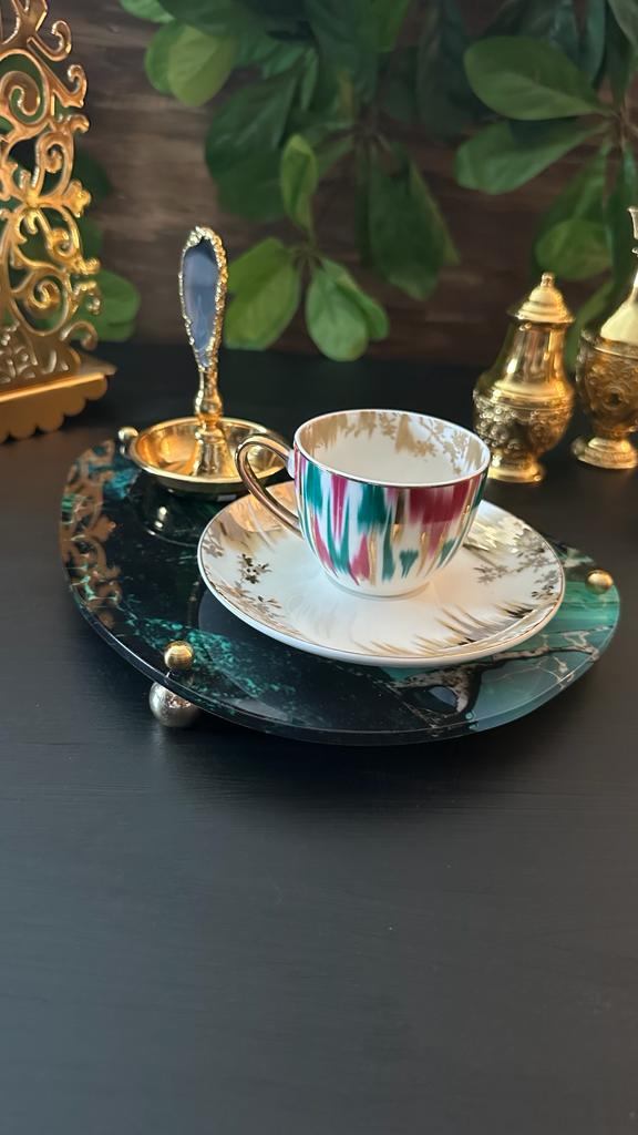 Malachite Sunum Tepsi ve Standı - QueenBeeIstanbul
